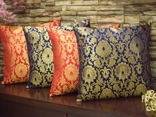 MUGHAL BANARASI Brocade Covers Combo (Blue & Red)