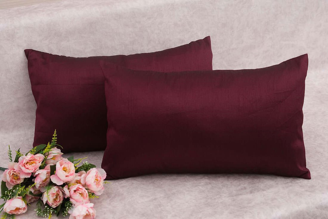 Plain Solid Superlative Wine Rectangular Cushion Covers