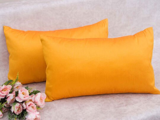 Plain Solid Superlative Rust Yellow Rectangular Cushion Covers