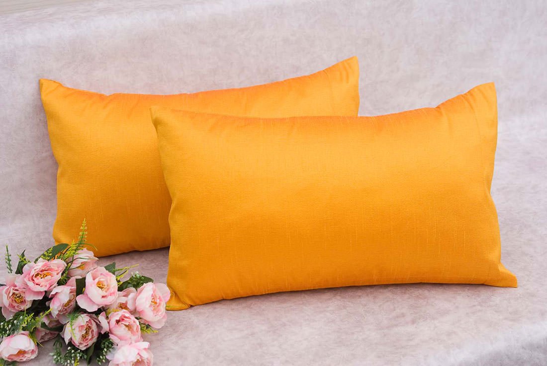 Plain Solid Superlative Rust Yellow Rectangular Cushion Covers
