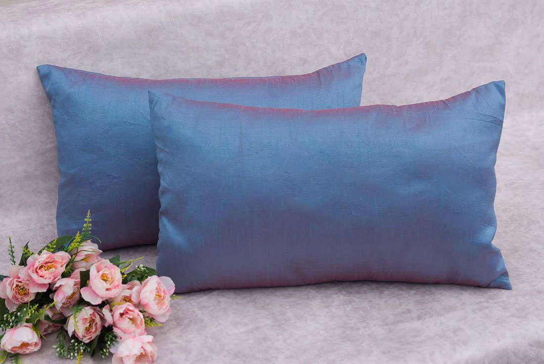 Plain Solid Superlative Steel Blue Rectangular Cushion Covers