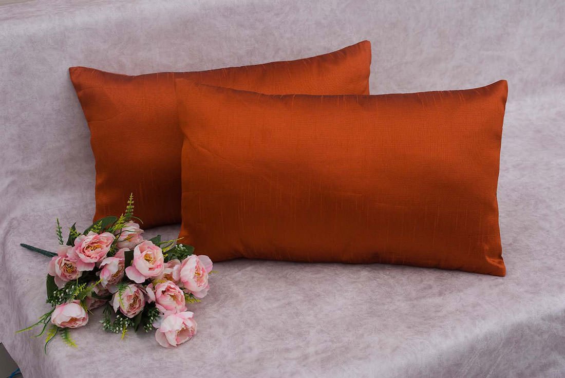 Plain Solid Superlative Red Brown Rectangular Cushion Covers