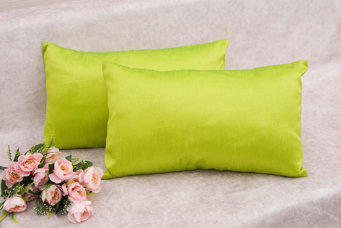 Plain Solid Superlative Parrot Green Rectangular Cushion Covers