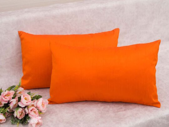 Plain Solid Superlative Orange Rectangular Cushion Covers