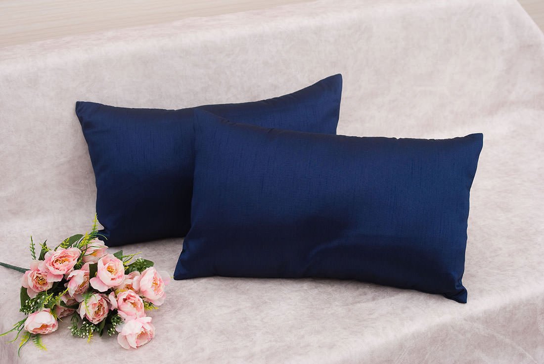 Plain Solid Superlative Navy Blue Rectangular Cushion Covers