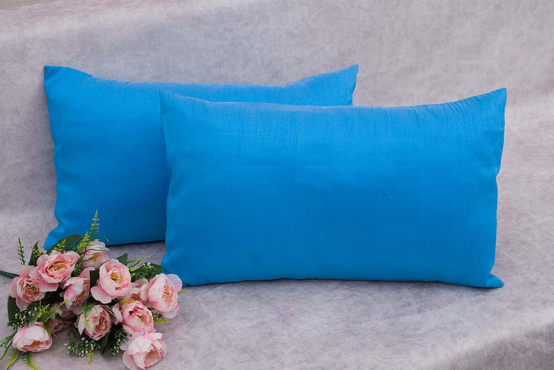 Plain Solid Superlative Sky Blue Rectangular Cushion Covers