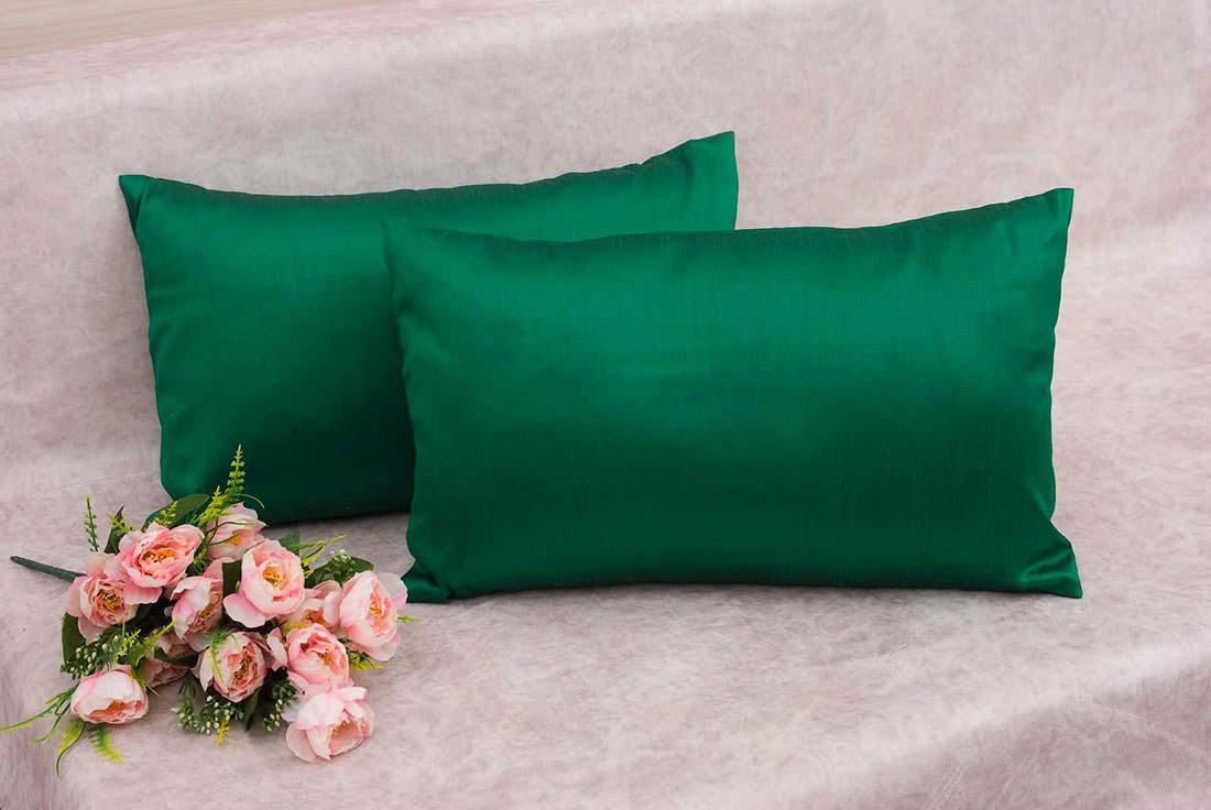 Plain Solid Superlative Emerald Green Rectangular Cushion Covers