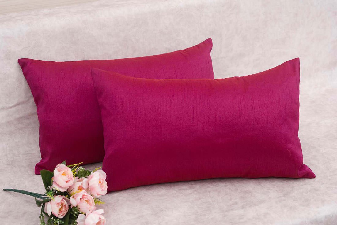 Plain Solid Superlative Dark Magenta Rectangular Cushion Covers
