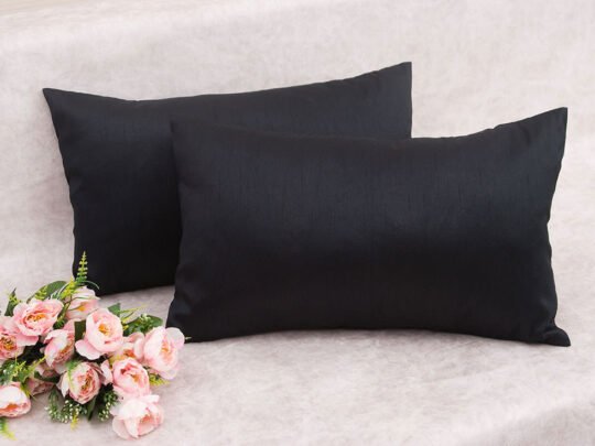 Plain Solid Superlative Black Rectangular Cushion Covers