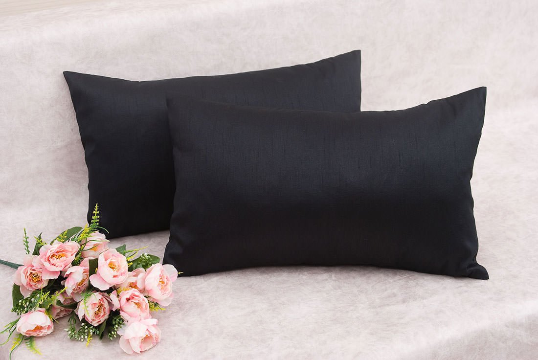 Plain Solid Superlative Black Rectangular Cushion Covers