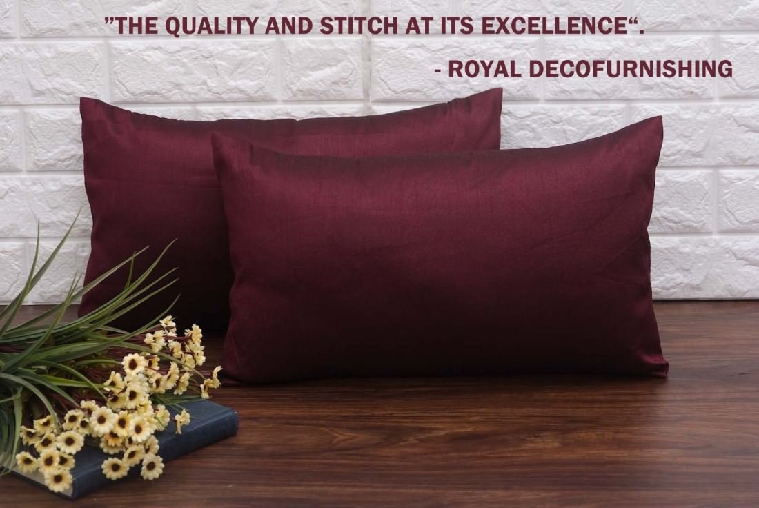 Plain Solid Superlative Wine Rectangular Cushion Covers - Image 4