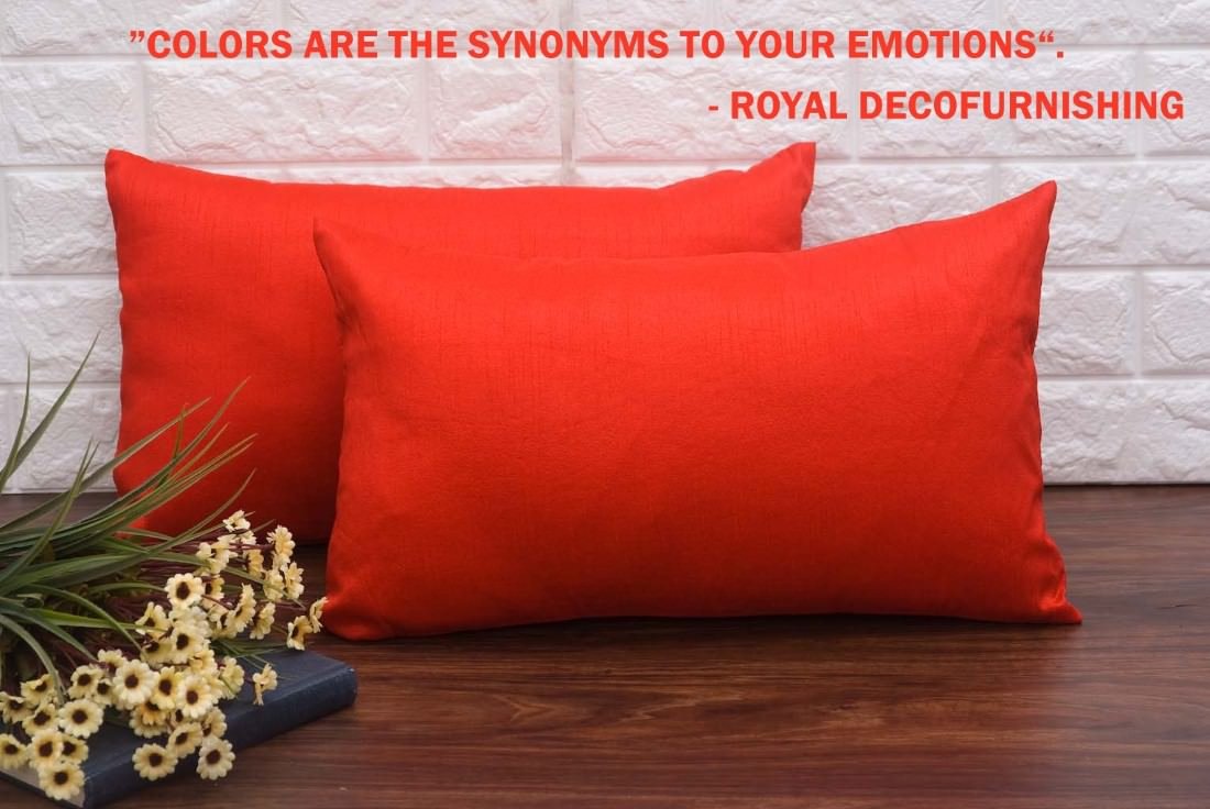 Plain Solid Superlative Red Rectangular Cushion Covers - Image 4