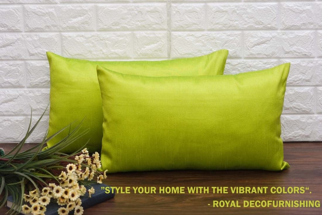 Plain Solid Superlative Parrot Green Rectangular Cushion Covers - Image 4