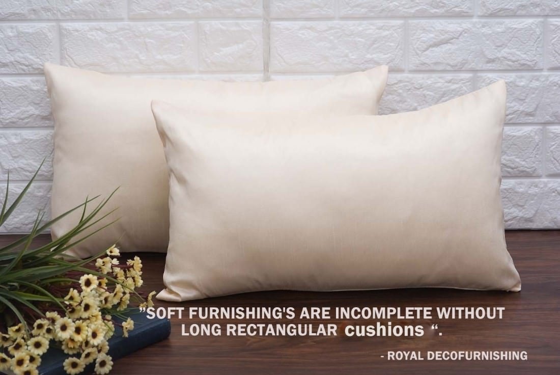 Plain Solid Superlative Ivory Rectangular Cushion Covers - Image 4