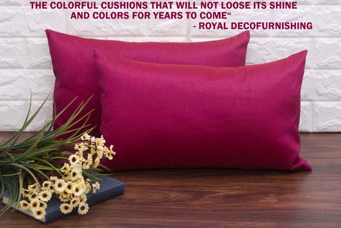 Plain Solid Superlative Dark Magenta Rectangular Cushion Covers - Image 4