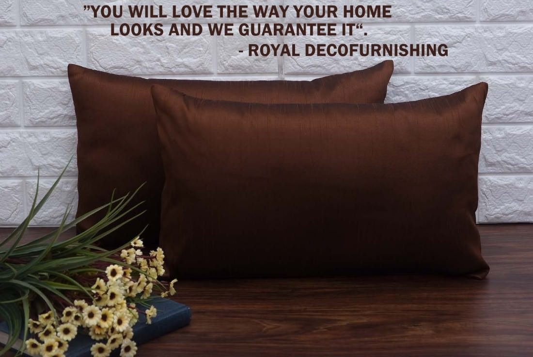 Plain Solid Superlative Dark Brown Rectangular Cushion Covers - Image 4