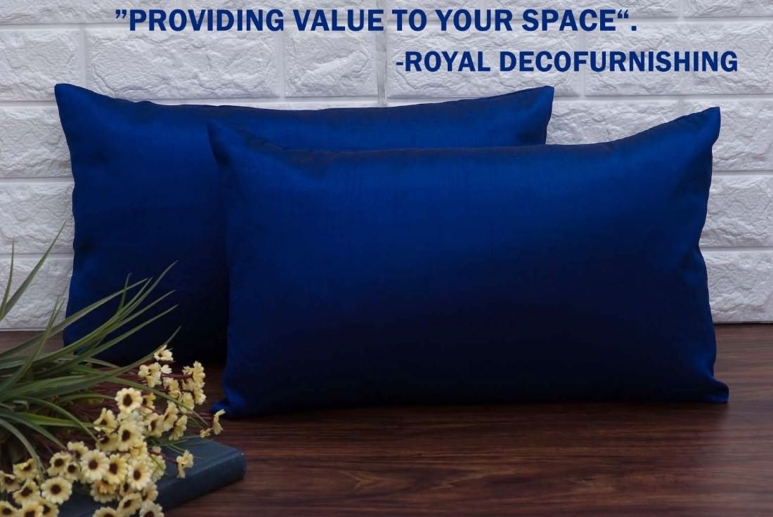 Plain Solid Superlative Dark Blue Rectangular Cushion Covers - Image 4