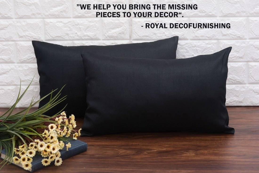 Plain Solid Superlative Black Rectangular Cushion Covers - Image 4