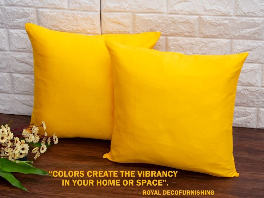 Plain Solid Superlative Sunshine Yellow Cushion Covers - Image 4