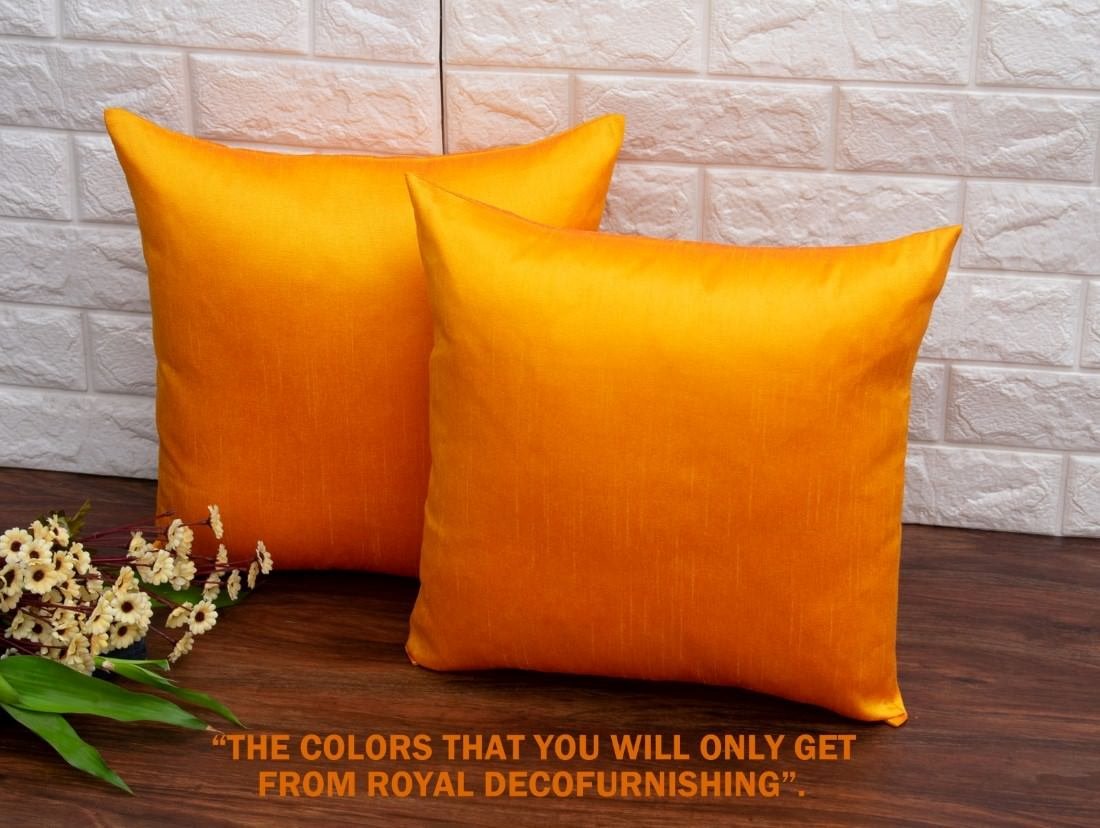 Plain Solid Superlative Rust Yellow Cushion Covers - Image 4