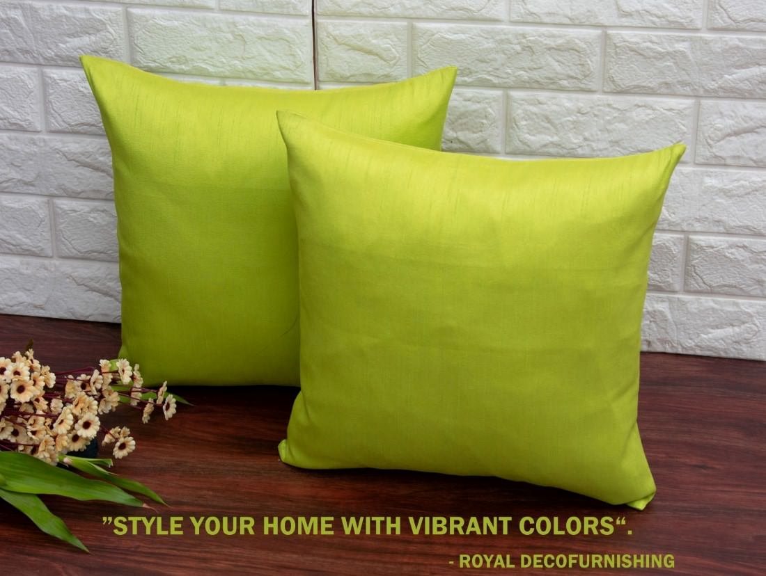 Plain Solid Superlative Parrot Green Cushion Covers - Image 4