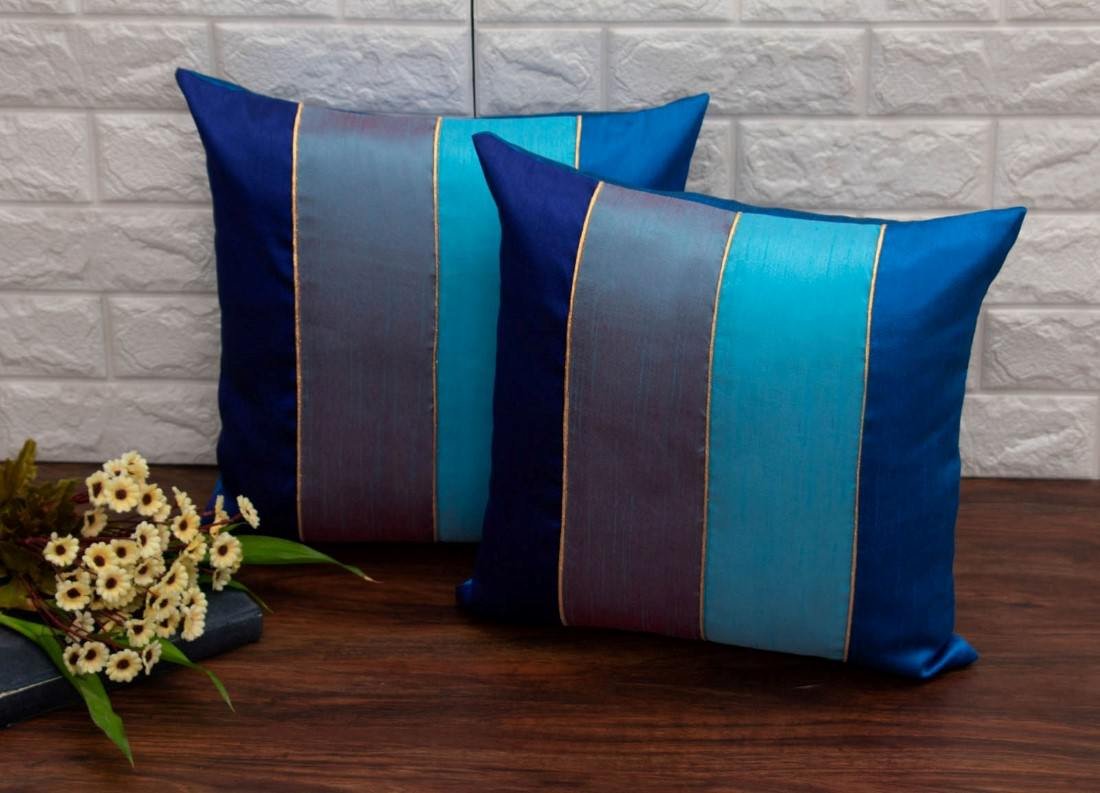 Go Blue 4 Shades of Blue Designer Kattran Cushion Covers