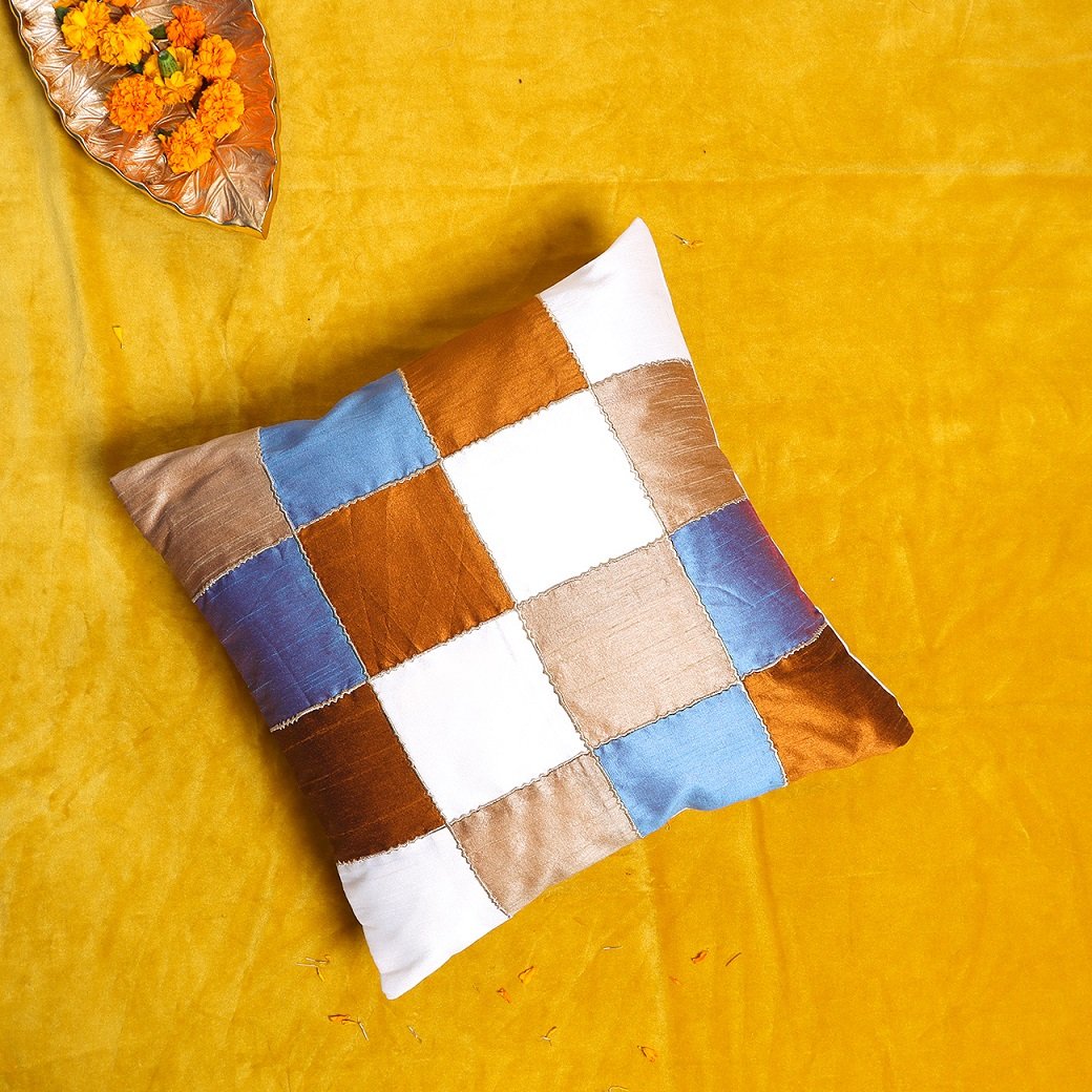 Rangrez Silk 4 Shades of Designer Multicolor Cushion Covers