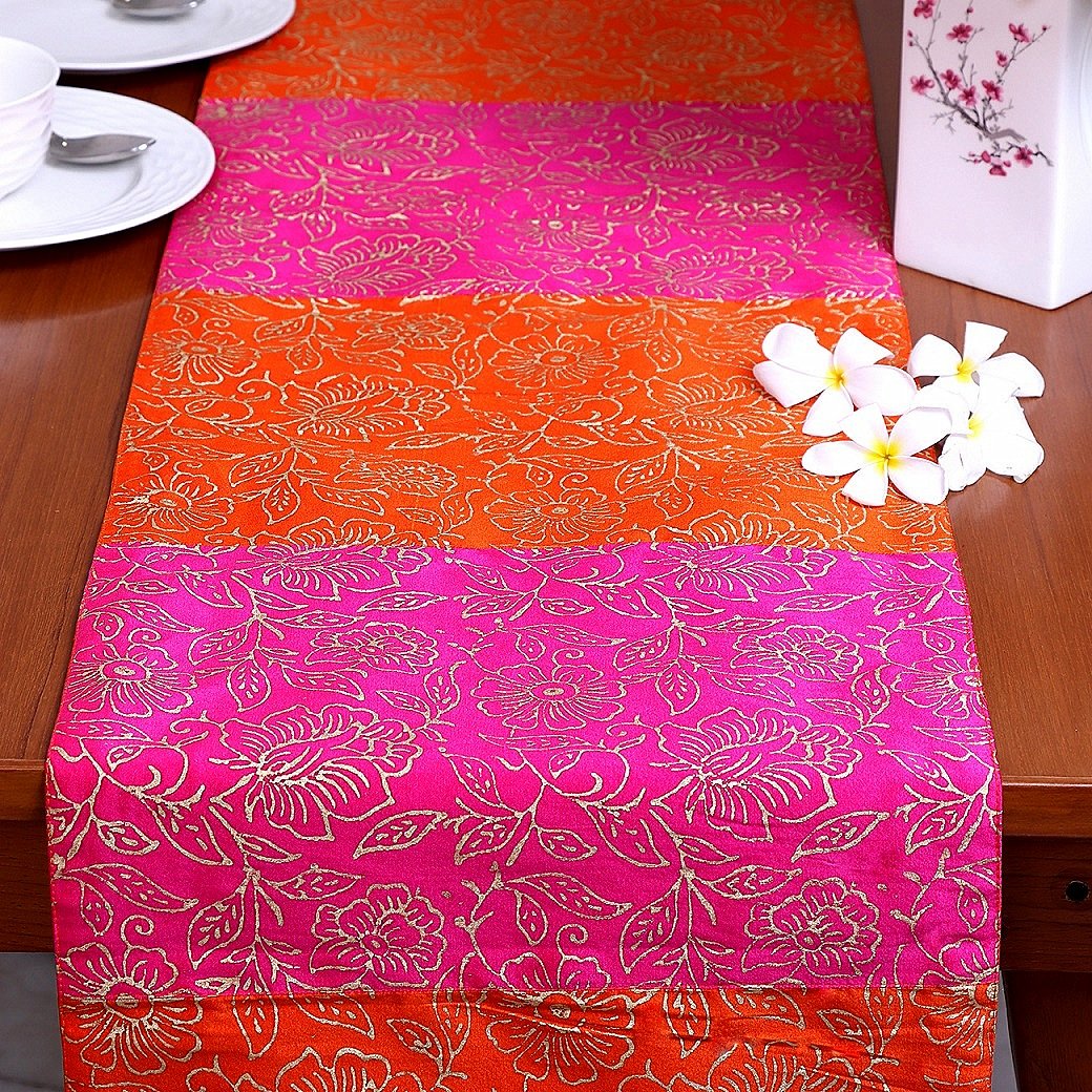 Firdaus Bagh Block Printed Silk Table Runner