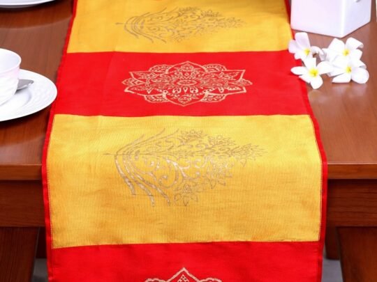 Mandala Butah Block Printed Silk Table Runner