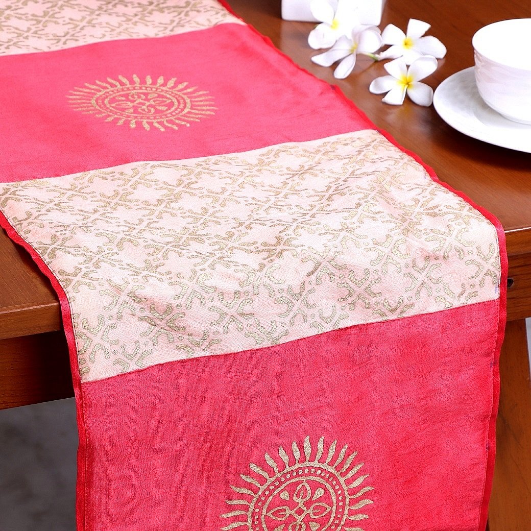 Nakshatra Block Printed Silk Table Runner
