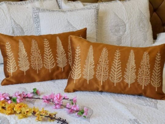 Baag-e-Bahaar Rust Rectangular Cushion Covers
