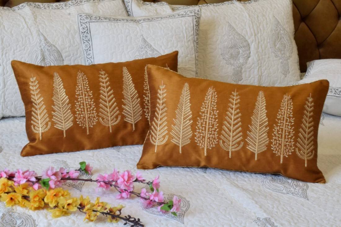 Baag-e-Bahaar Rust Rectangular Cushion Covers