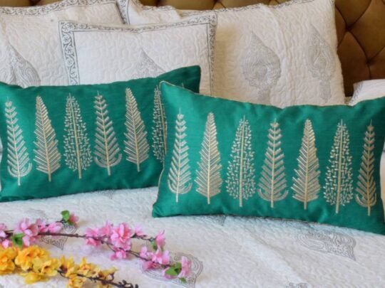 Baag-e-Bahaar Peacock Green Rectangular Cushion Covers