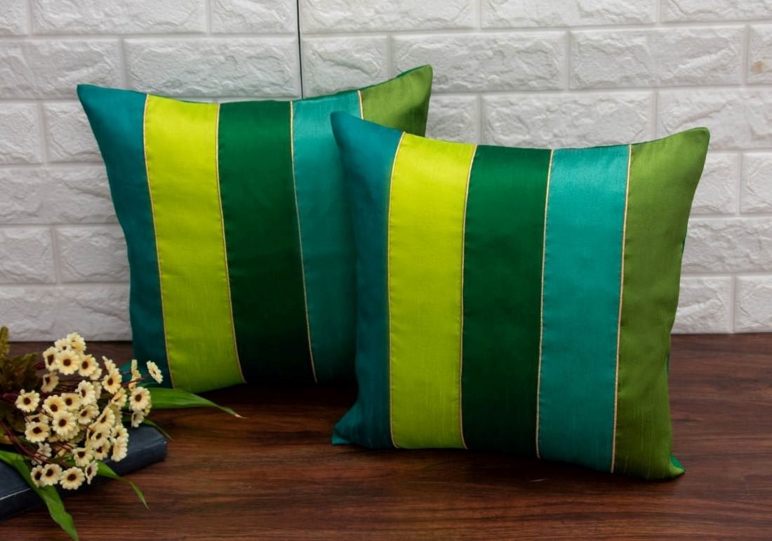 Go Green 5 Shades of Green Designer Kattran Cushion Covers