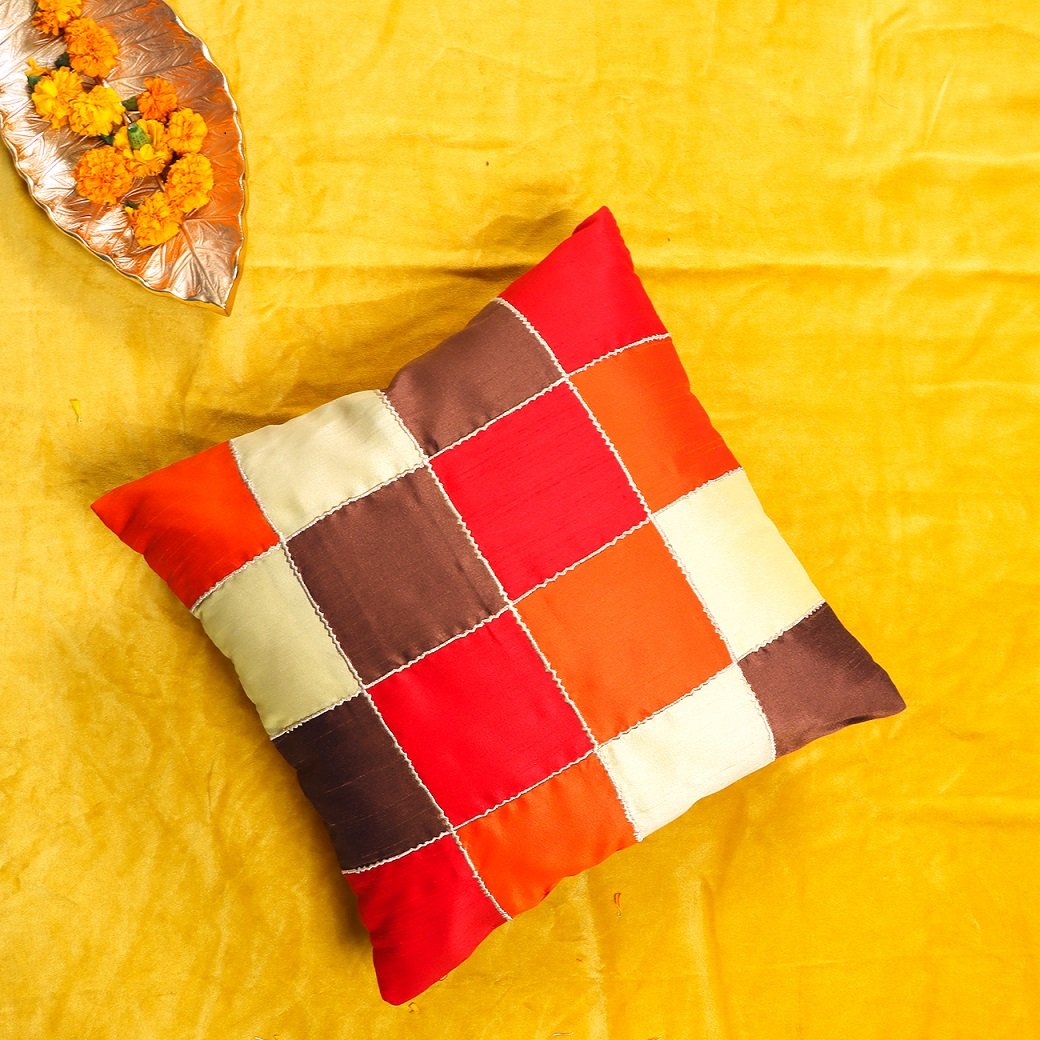 Rangrez Silk 4 Shades of Designer Multicolor Cushion Covers