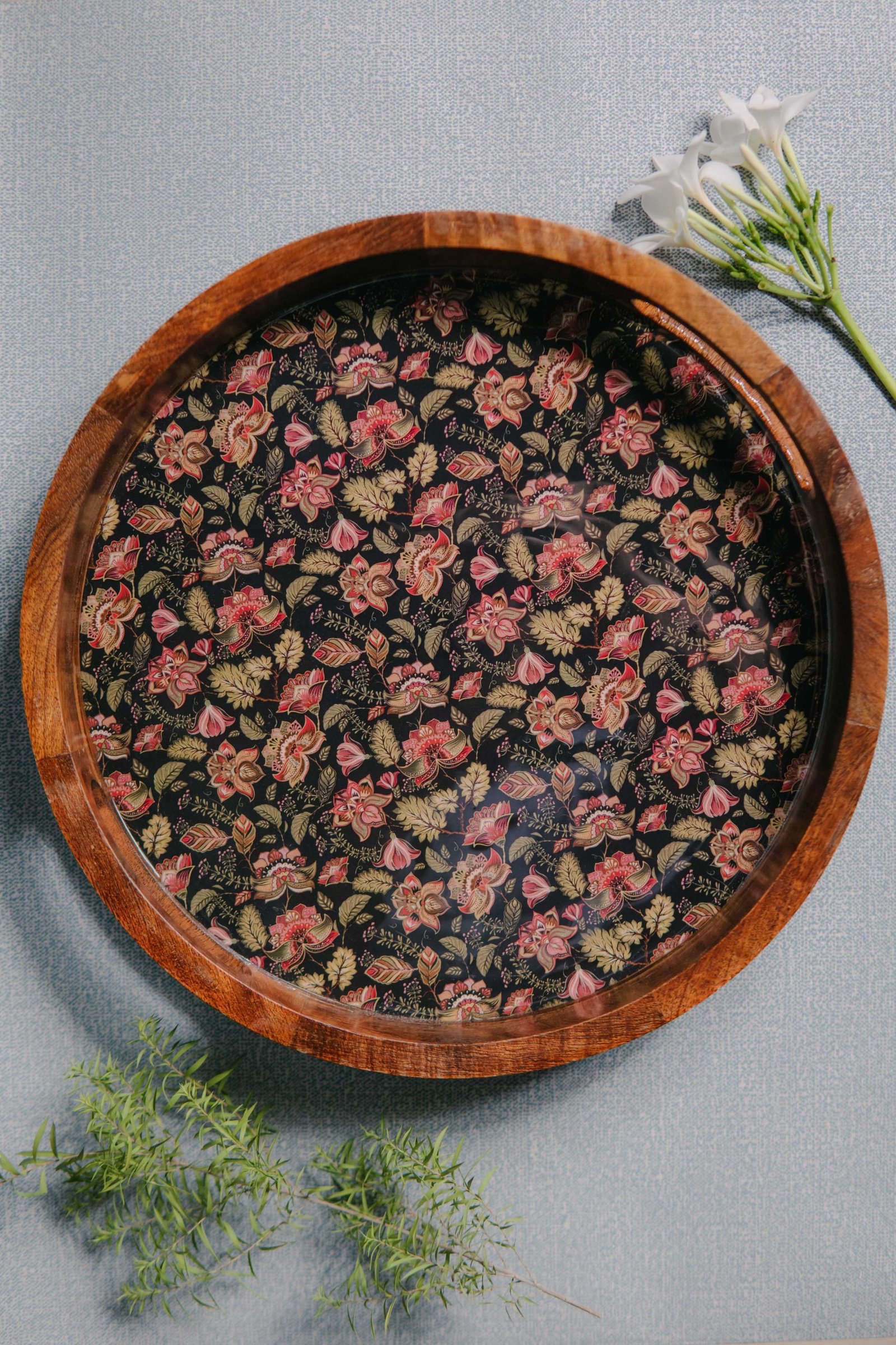 Wooden Artistic Kalamkaari Serving Tray