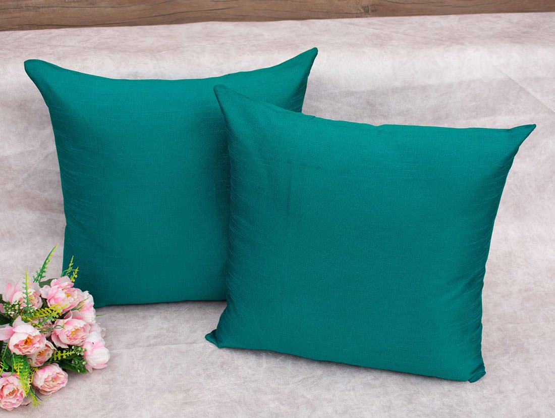 Plain Solid Superlative Peacock Green Cushion Covers