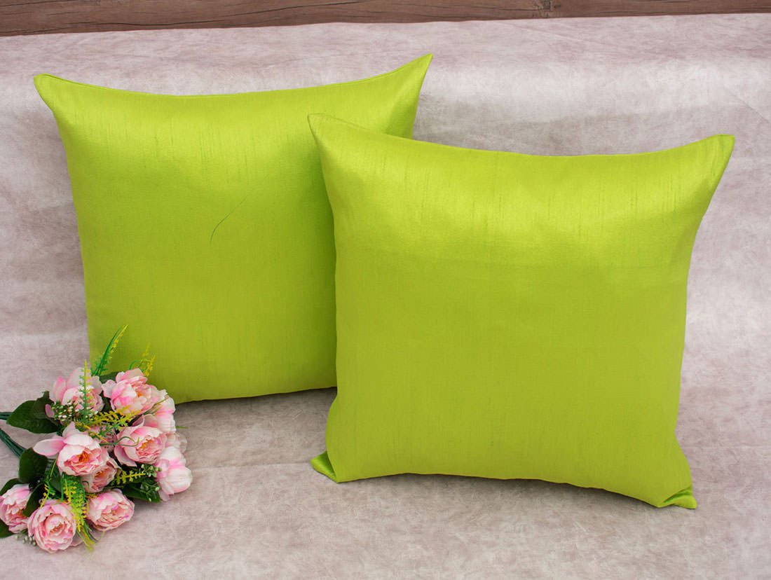 Plain Solid Superlative Parrot Green Cushion Covers