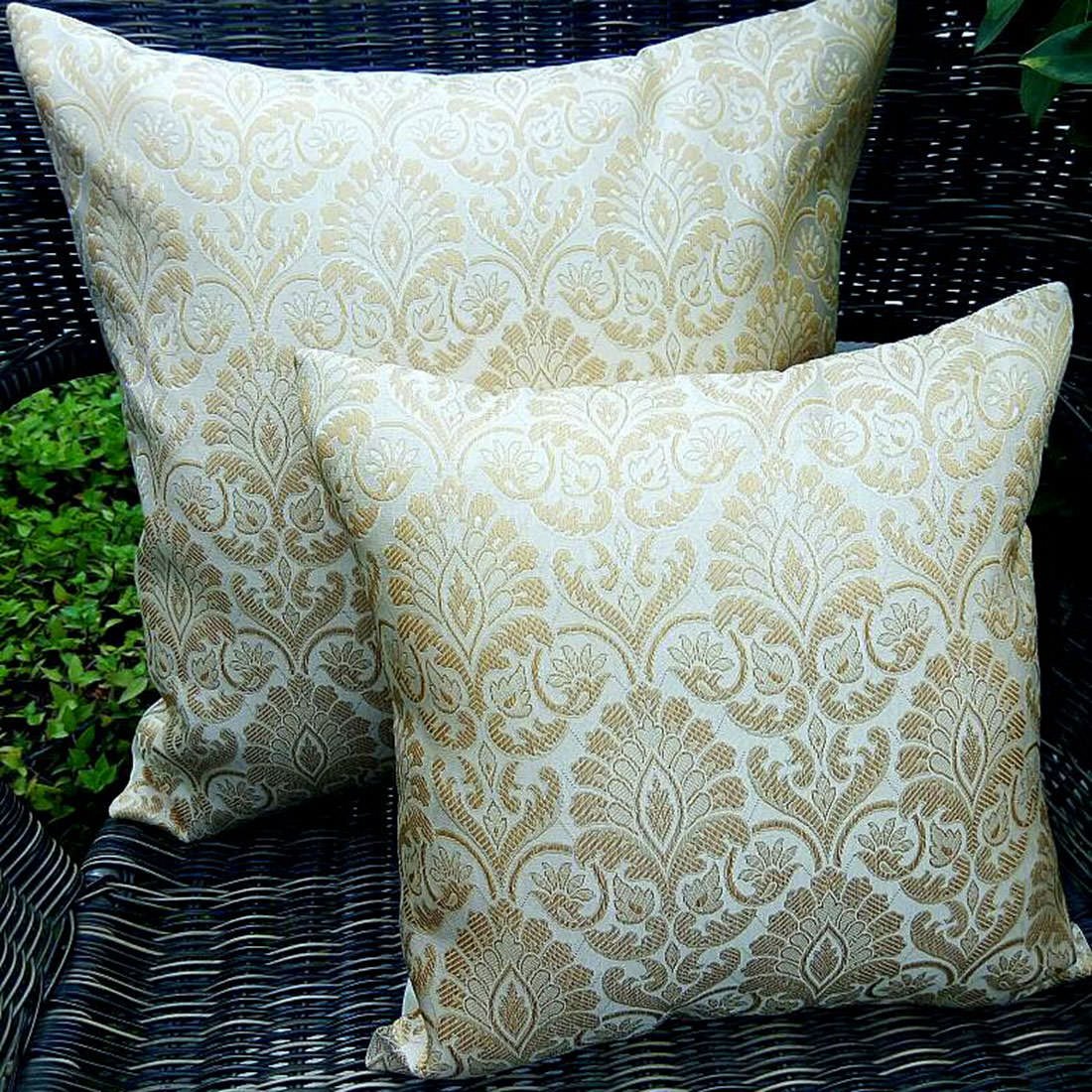 Irish Ivory & Golden Mughal Classic Design Cushion Covers - Image 2