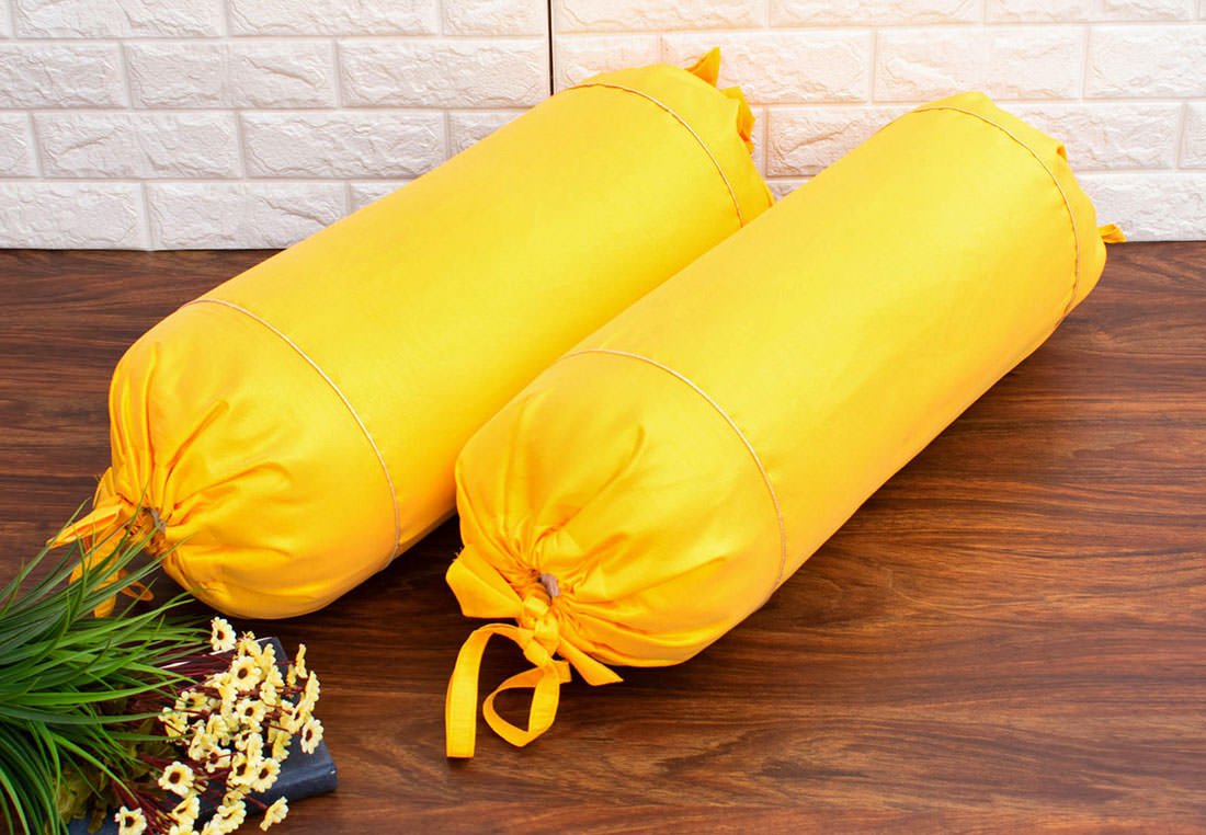 Plain Solid Superlative Sunshine Yellow Bolster Covers