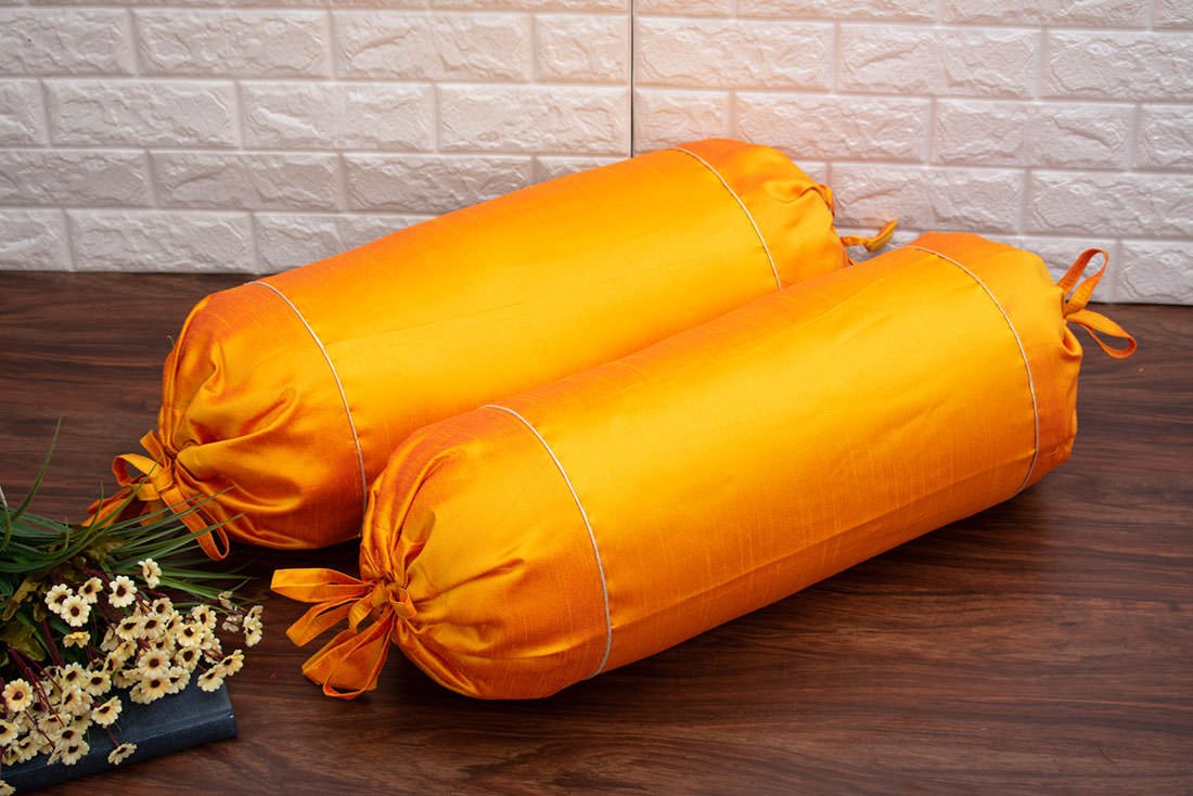 Plain Solid Superlative Rust Yellow Bolster Covers