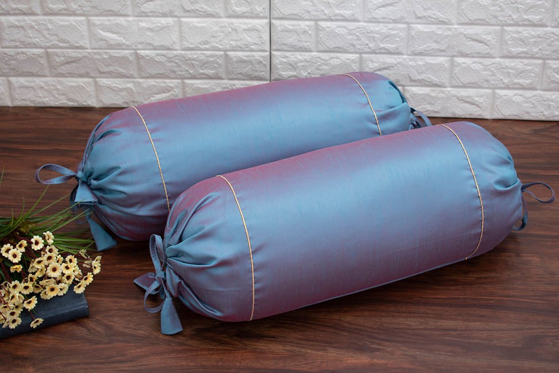 Plain Solid Superlative Steel Blue Bolster Covers
