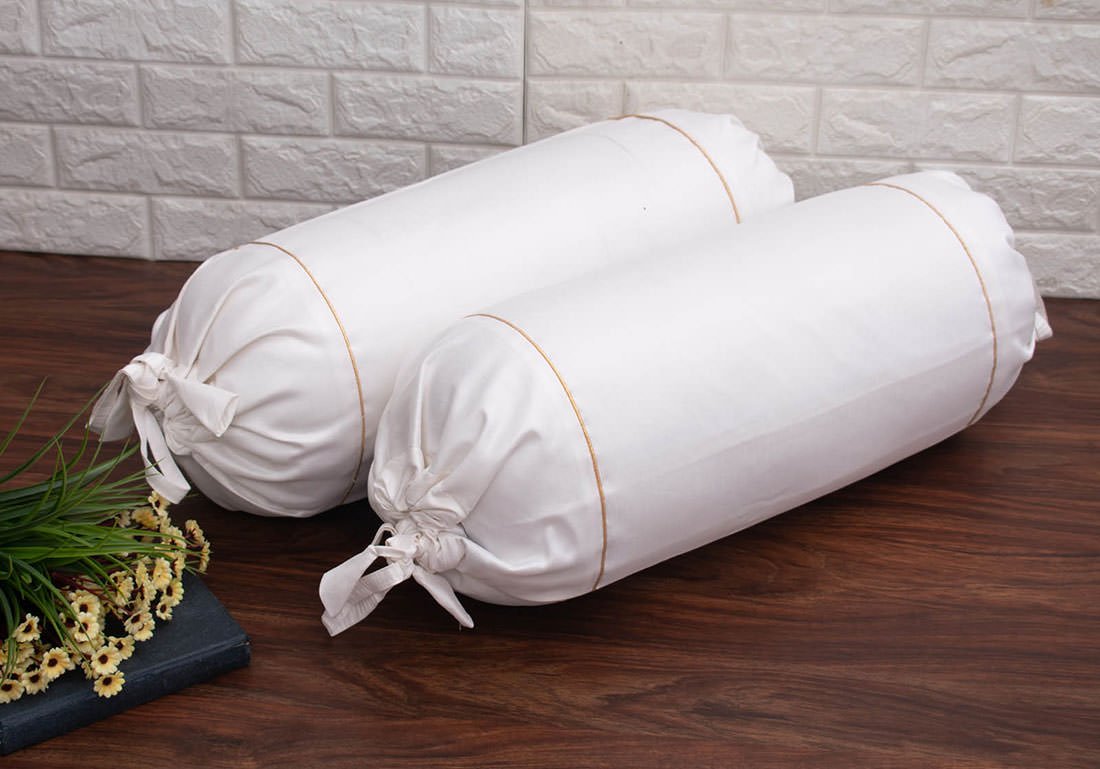 Plain Solid Superlative White Bolster Covers
