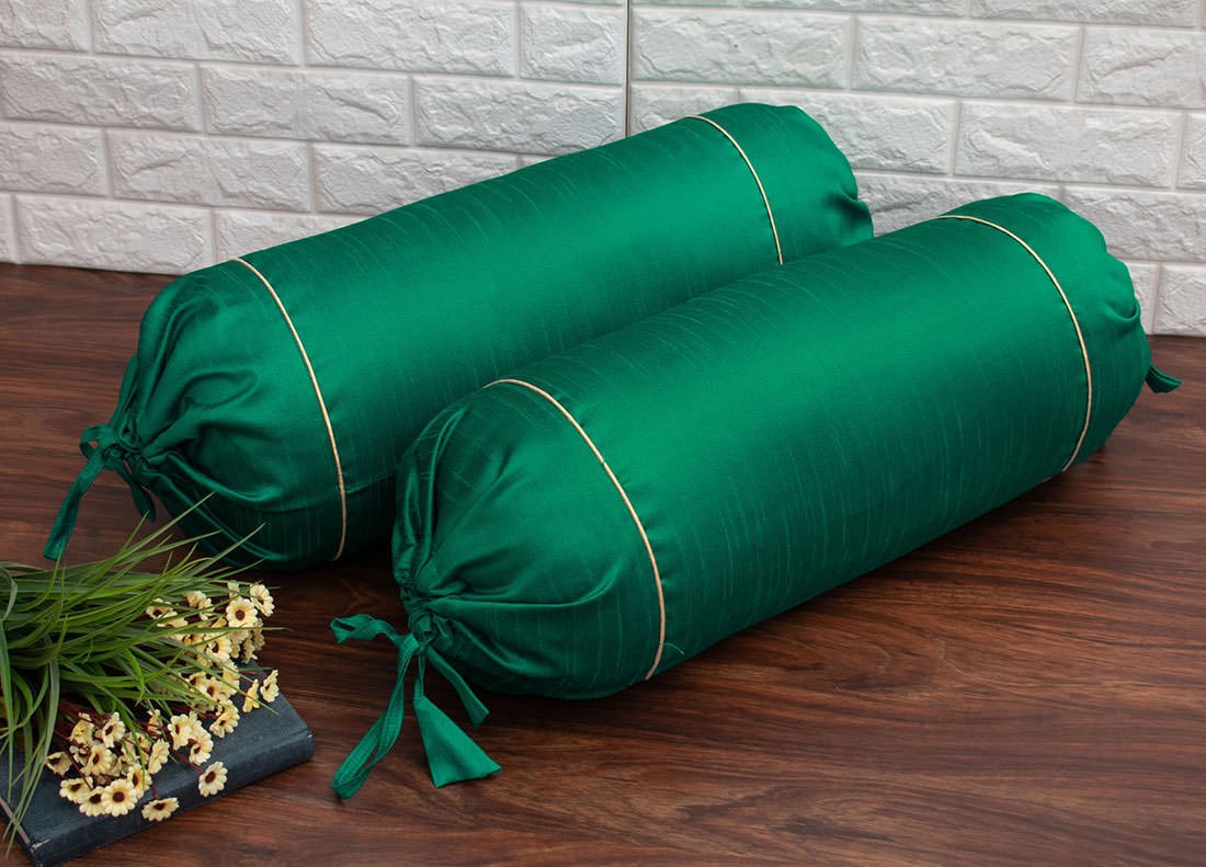 Plain Solid Superlative Peacock Green Bolster Covers