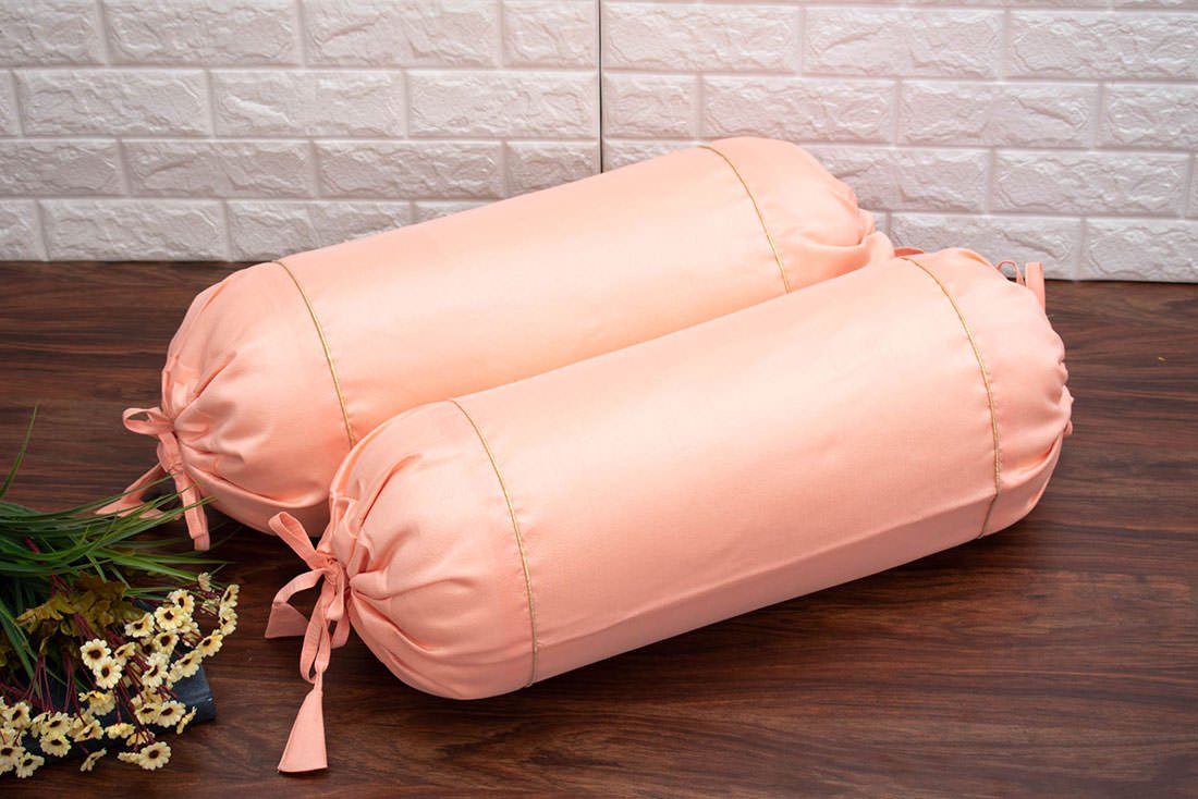 Plain Solid Superlative Peach Bolster Covers