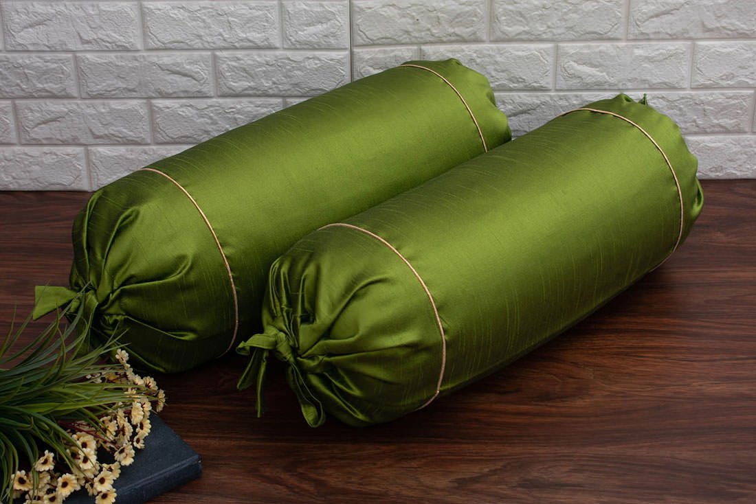 Plain Solid Superlative Olive Green Bolster Covers