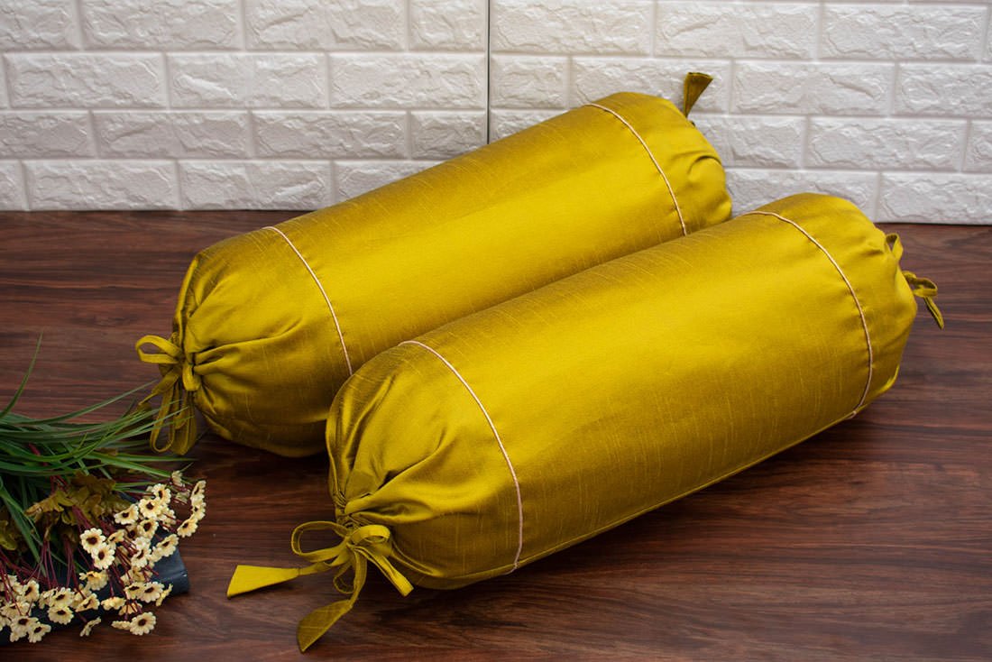 Plain Solid Superlative Mustard Yellow Bolster Covers