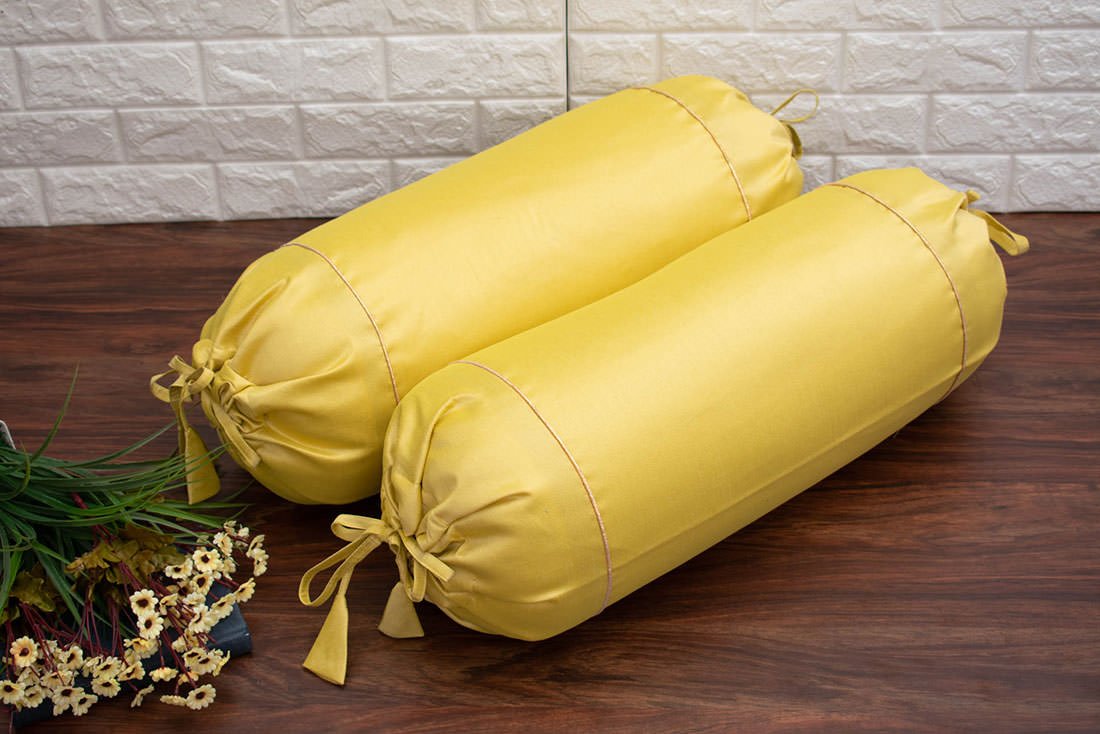 Plain Solid Superlative Light Yellow Bolster Covers