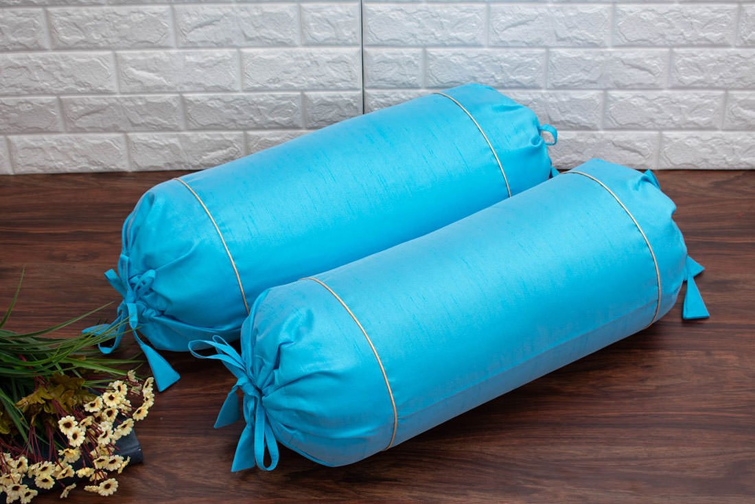 Plain Solid Superlative Sky Blue Bolster Covers
