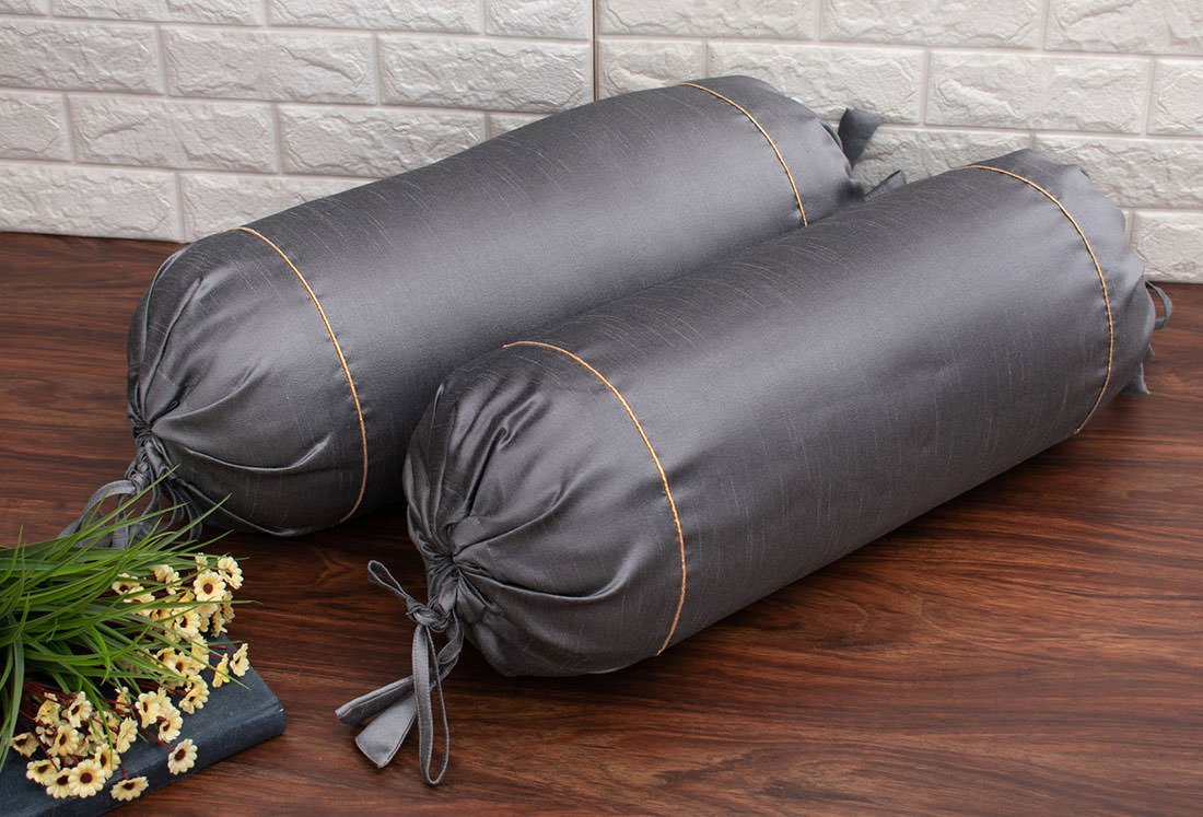 Plain Solid Superlative Grey Bolster Covers